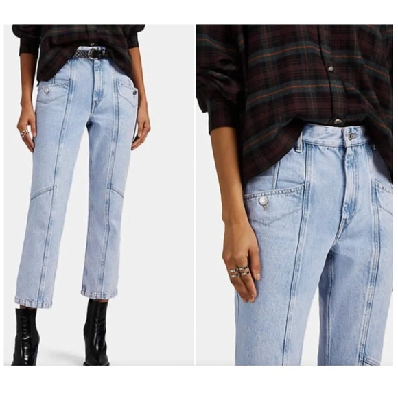 Isabel Marant Notty Straight-Leg Cropped Ankle Jeans - Picture 1 of 14